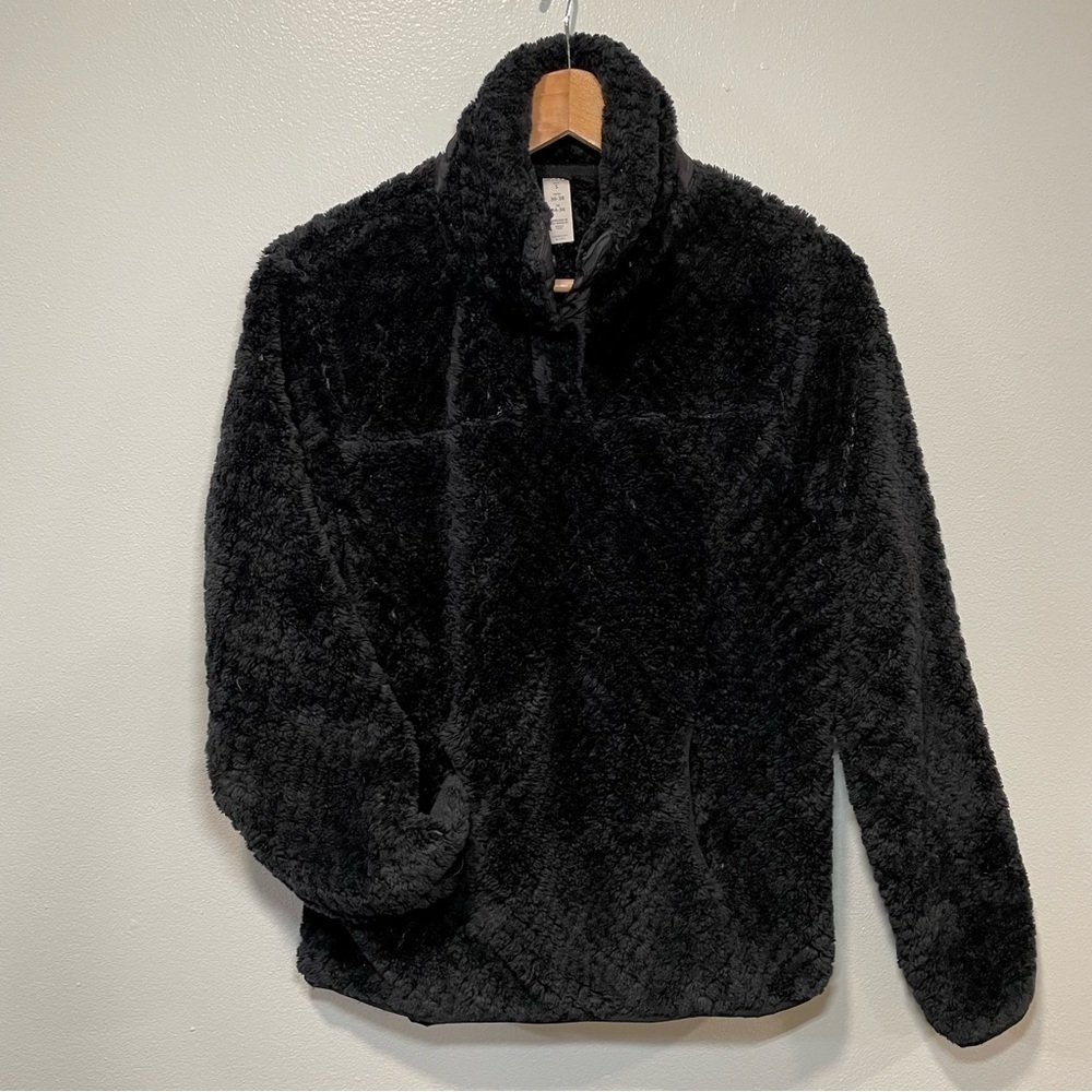 Marika Allie Plush Fleece Mockneck Pullover Jacket Sweatshirt Small Black Sherpa - Picture 4 of 8